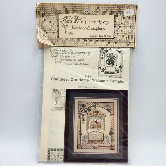 Vera K Enterprises God Bless Our Home Welcome Sampler Kit Cross-Stitch Pattern - Picture 1 of 3